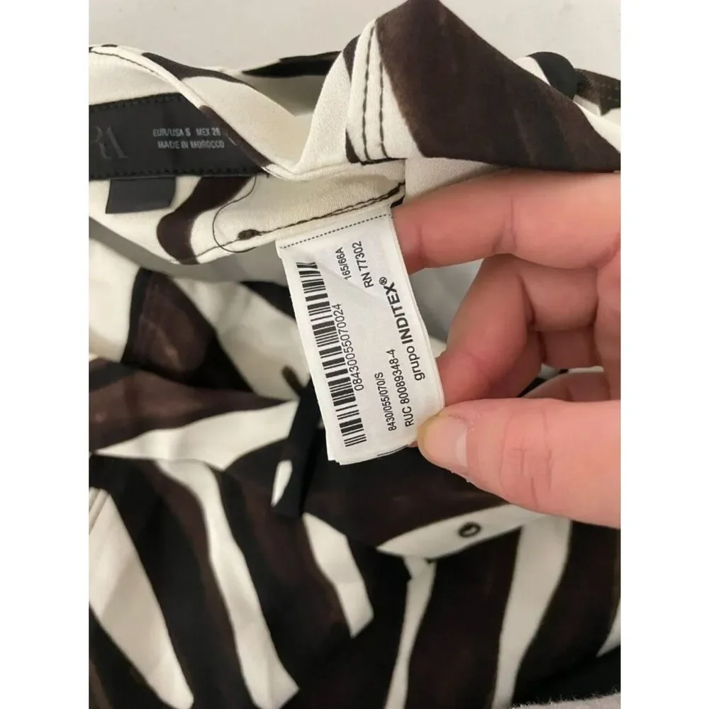 Zara ZW collection Women Animal Print Pencil Skirt Small Black Ecru 8430/055 NWT